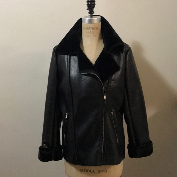 Buffalo David Bitton Jackets & Blazers - Jeans by Buffalo Black Faux Leather Fur Jacket